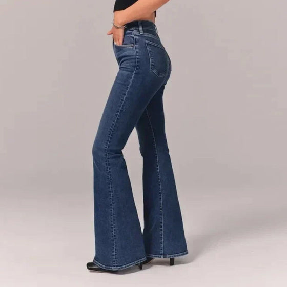 Hög midja stretch flare jeans