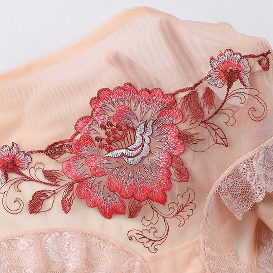 Högmidjade spetsbroderade trosor