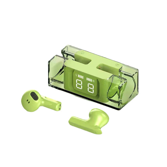 Trådlösa hörlurar med transparent fodral