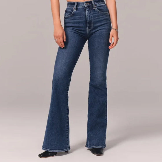 Hög midja stretch flare jeans