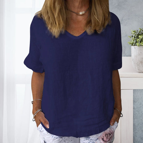 Damskjorta i ren färg av bomull