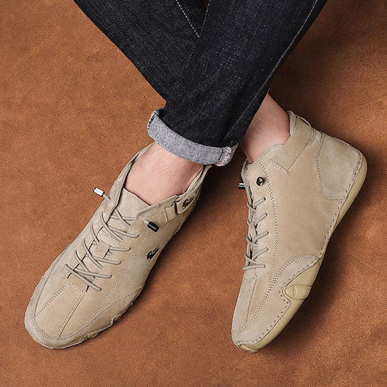 Handgjorda höga stövlar med kardborreband