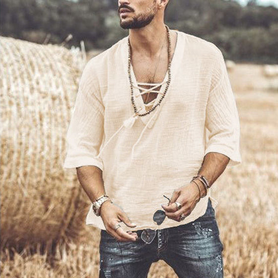 Sommar män casual bomullsskjortor