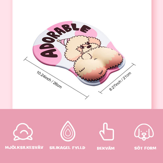 3D Hundtryckt Musmatta med Handledsstöd