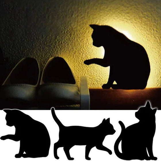 Ljus & röstsensorkontroll LED söt kattvägglampa