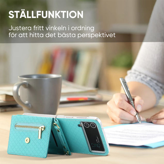 Vikbart telefonfodral med förvaring