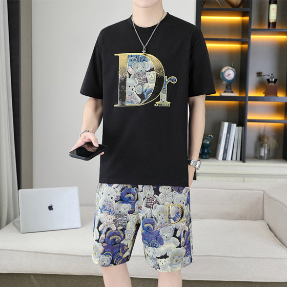 Graderade paljetter broderade björn avslappnat herrdräktset