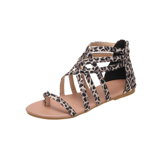 Platta sommarsandaler med dragkedja