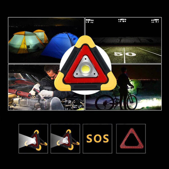 2-IN-1 Solar nödtriangulärt traffik varningsljus