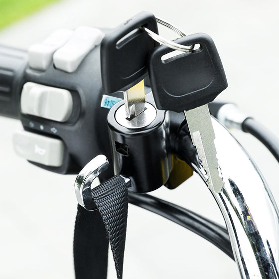 Multifunktionellt motorcykelhjälmlås