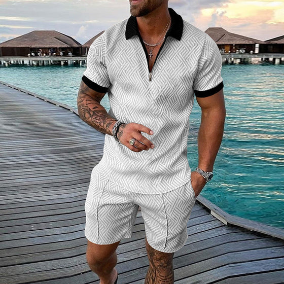 Casual printed set of Polo T-shirt and shorts for men