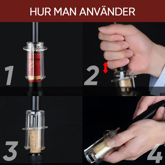 Manuell flasköppnare med lufttryck