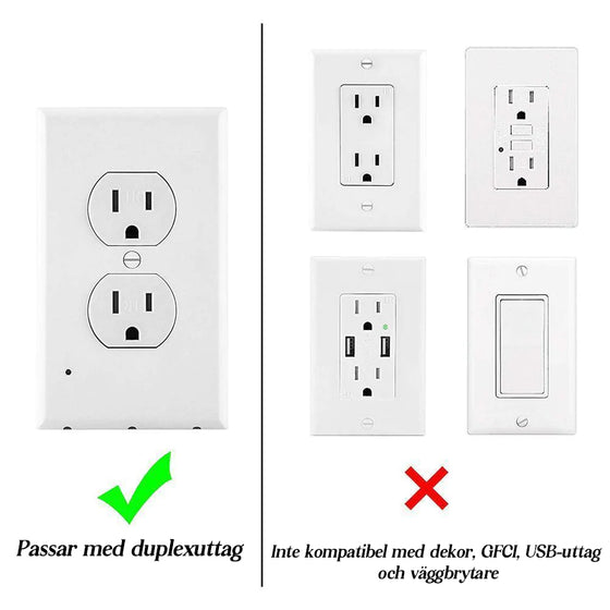 Uttagsväggplatta med LED-nattljus