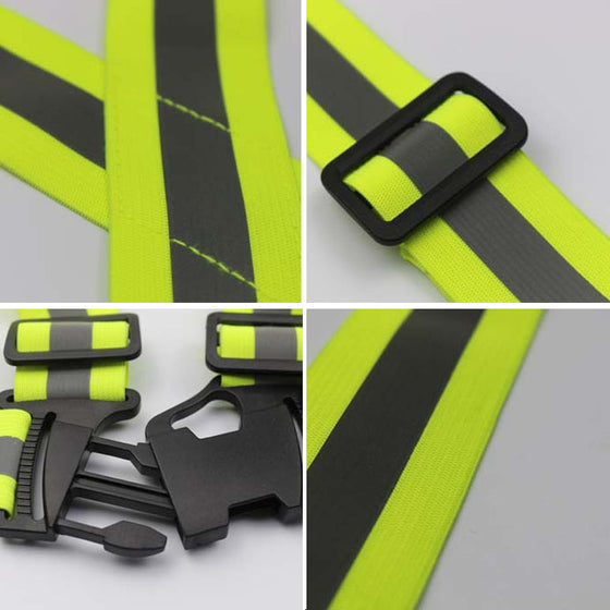 Fluorescerande grön, justerbar reflexväst i stretch