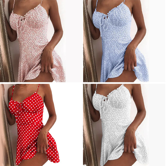 Blommönster Frill Hem Klänning