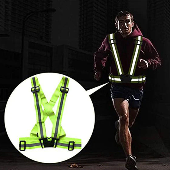 Fluorescerande grön, justerbar reflexväst i stretch