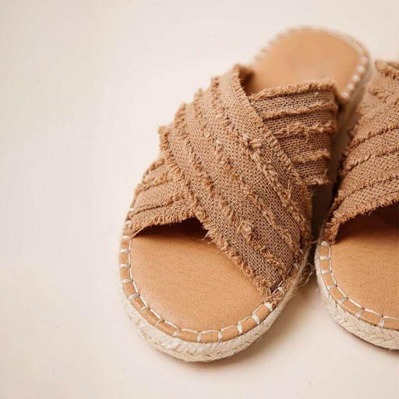 Flat Straw Cross fiskare Skor