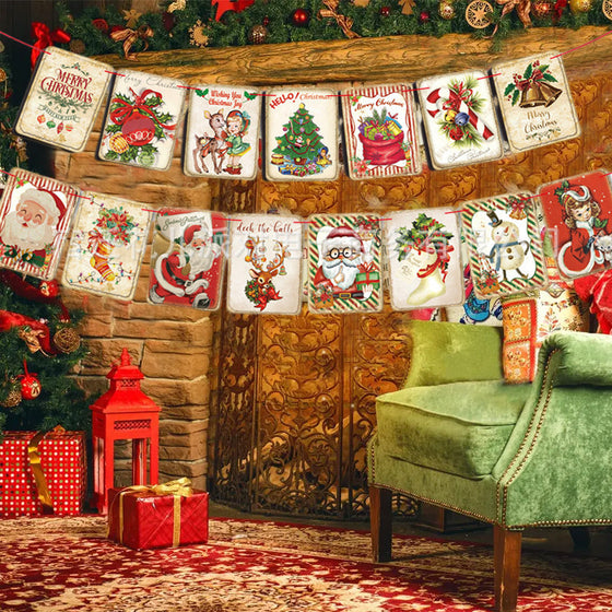 Glad Jul Eldstuga Banderoll