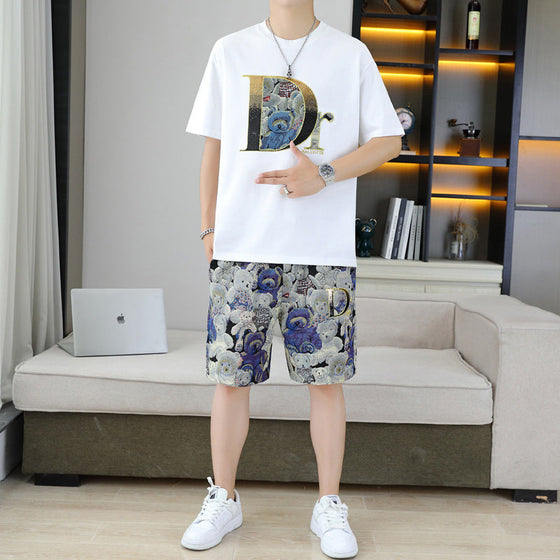 Graderade paljetter broderade björn avslappnat herrdräktset