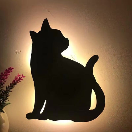 Ljus & röstsensorkontroll LED söt kattvägglampa