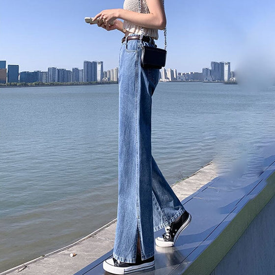 Jeans med vida ben för kvinnor