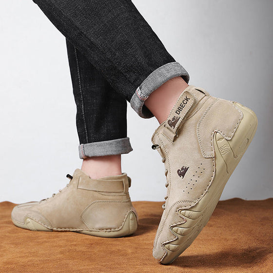 Handgjorda höga stövlar med kardborreband