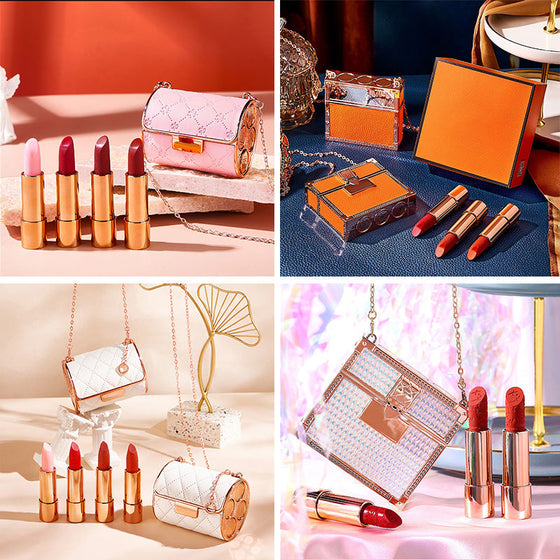 Velvet Matte Lipstick Set with Glamour Chain Pouch