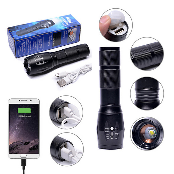 Aluminum flashlight USB rechargeable flashlight