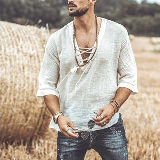 Sommar män casual bomullsskjortor