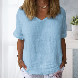 Damskjorta i ren färg av bomull