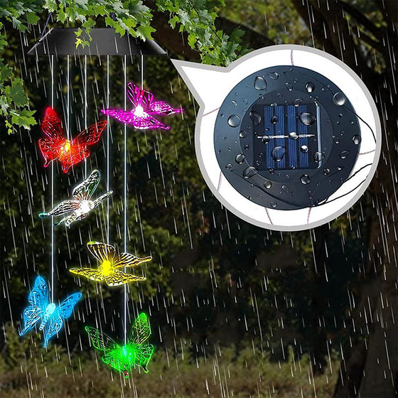 Färgbyte Solar LED Vattentät Fjäril Wind Chimes
