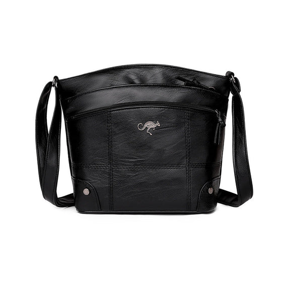 Mjukt läder Messenger Multi Pocket Axelväska med stor kapacitet