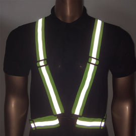 Fluorescerande grön, justerbar reflexväst i stretch