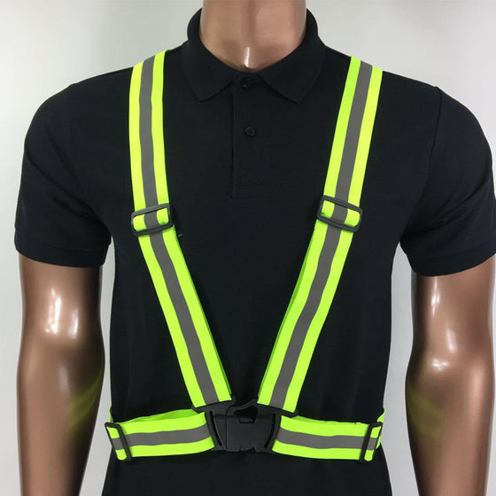 Fluorescerande grön, justerbar reflexväst i stretch