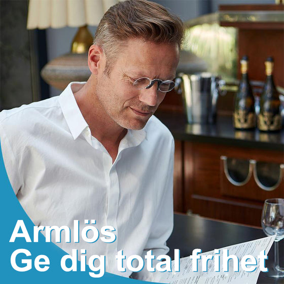 Armlösa läsglasögon med flera fokus