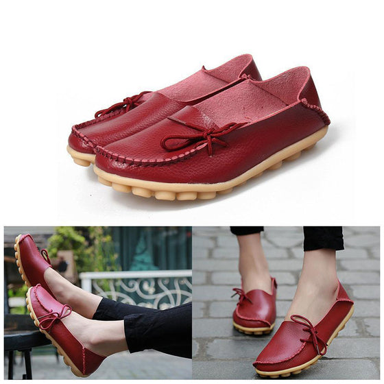 Bekväma platta läderskor