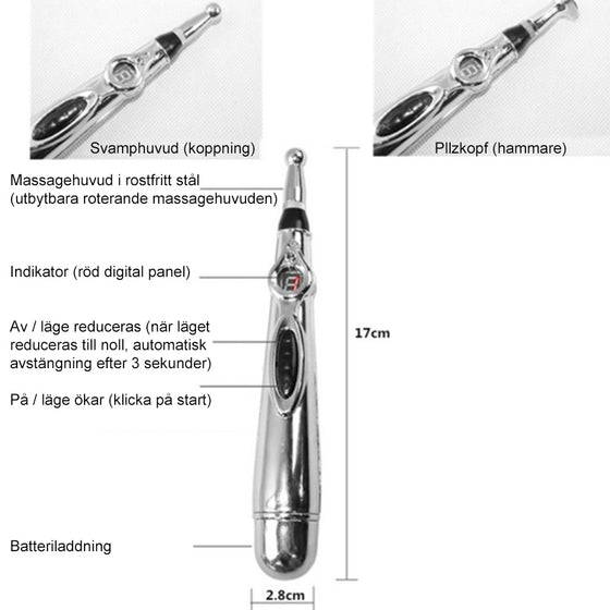 Bekväm elektrisk akupunkturmassagepenna