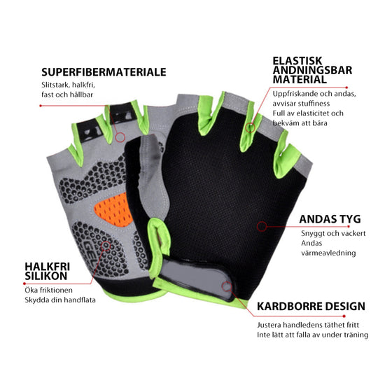 Halkskydd Halvfinger Handskar för Cykling