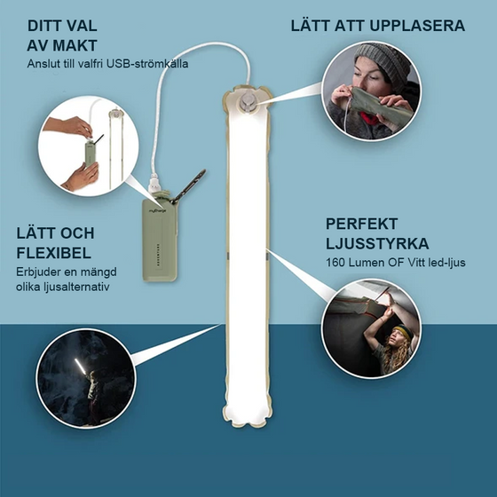 Bärbar uppblåsbar hopfällbar ponny lampa