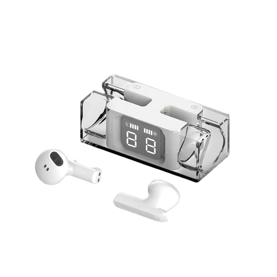 Trådlösa hörlurar med transparent fodral