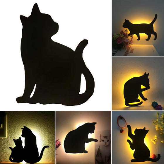 Ljus & röstsensorkontroll LED söt kattvägglampa