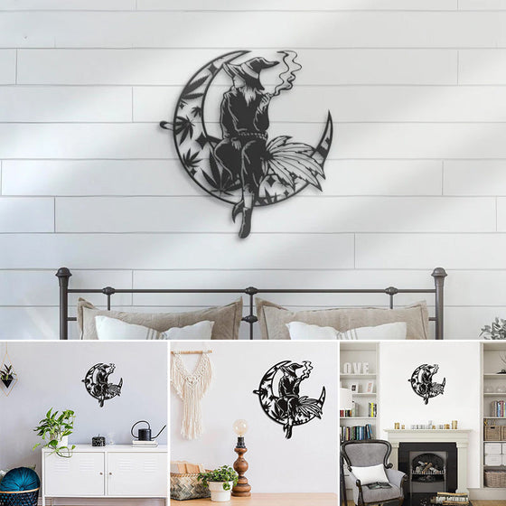 Häxväxt på den skära månens metallväggskonst