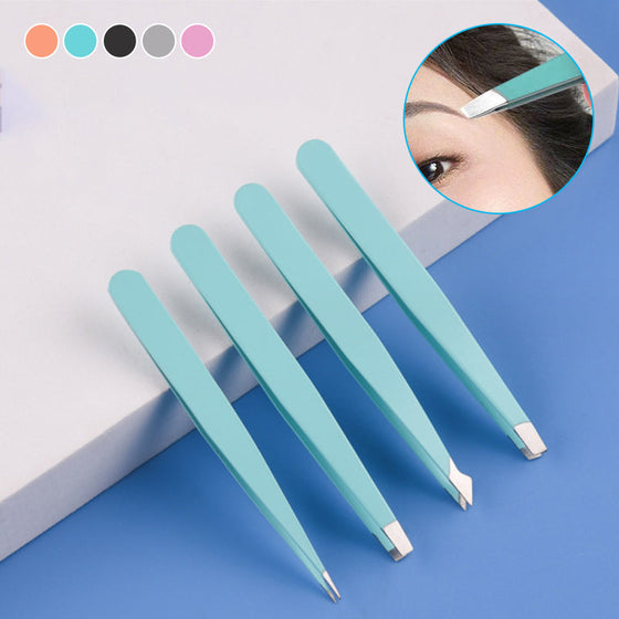 Mångsidigt set med pincett i rostfritt stål för ögonbryn.