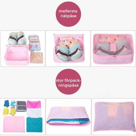 Förvaringsväska för resekläder (1 set, 6st)