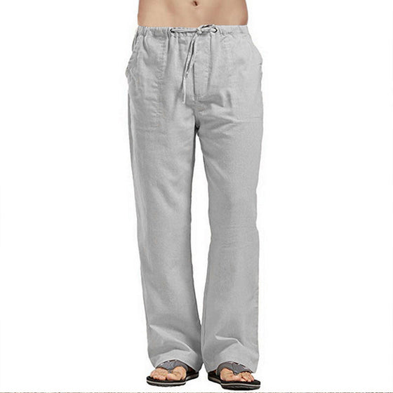 Herr casual linnebyxor med resår i midjan