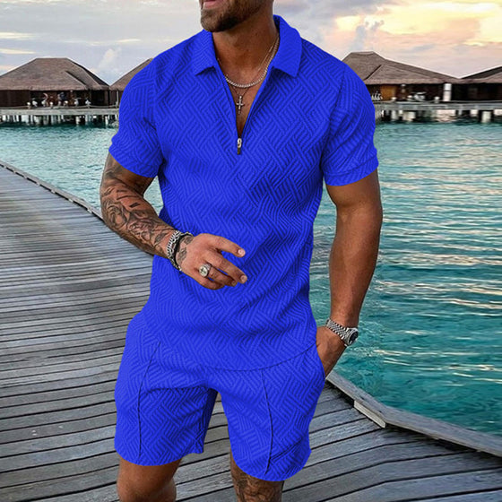 Casual printed set of Polo T-shirt and shorts for men
