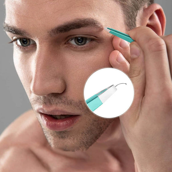 Mångsidigt set med pincett i rostfritt stål för ögonbryn.