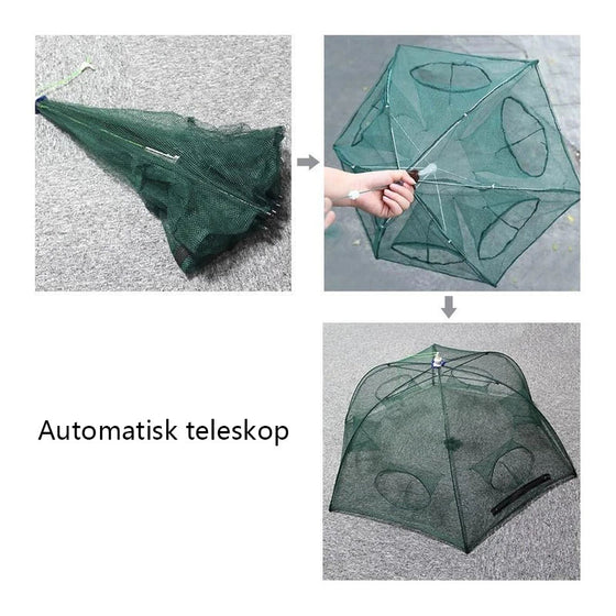 Automatisk fällbar fiskfälla