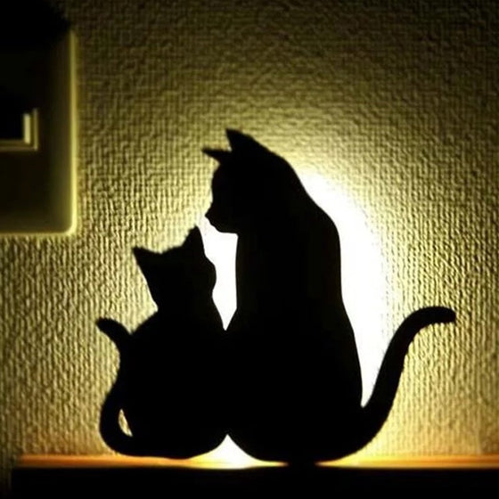 Ljus & röstsensorkontroll LED söt kattvägglampa