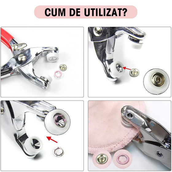 Knappar i metall med tryckknapp för fästelement